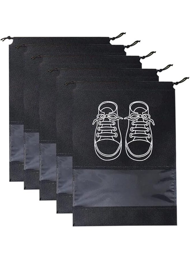 Non Woven Drawstring Shoe Bags Portable Travel Shoe Storage Pouch Transparent Dustproof Organizer for Home Bedroom Multiset Moisture Proof Shoe Covers - Image 1
